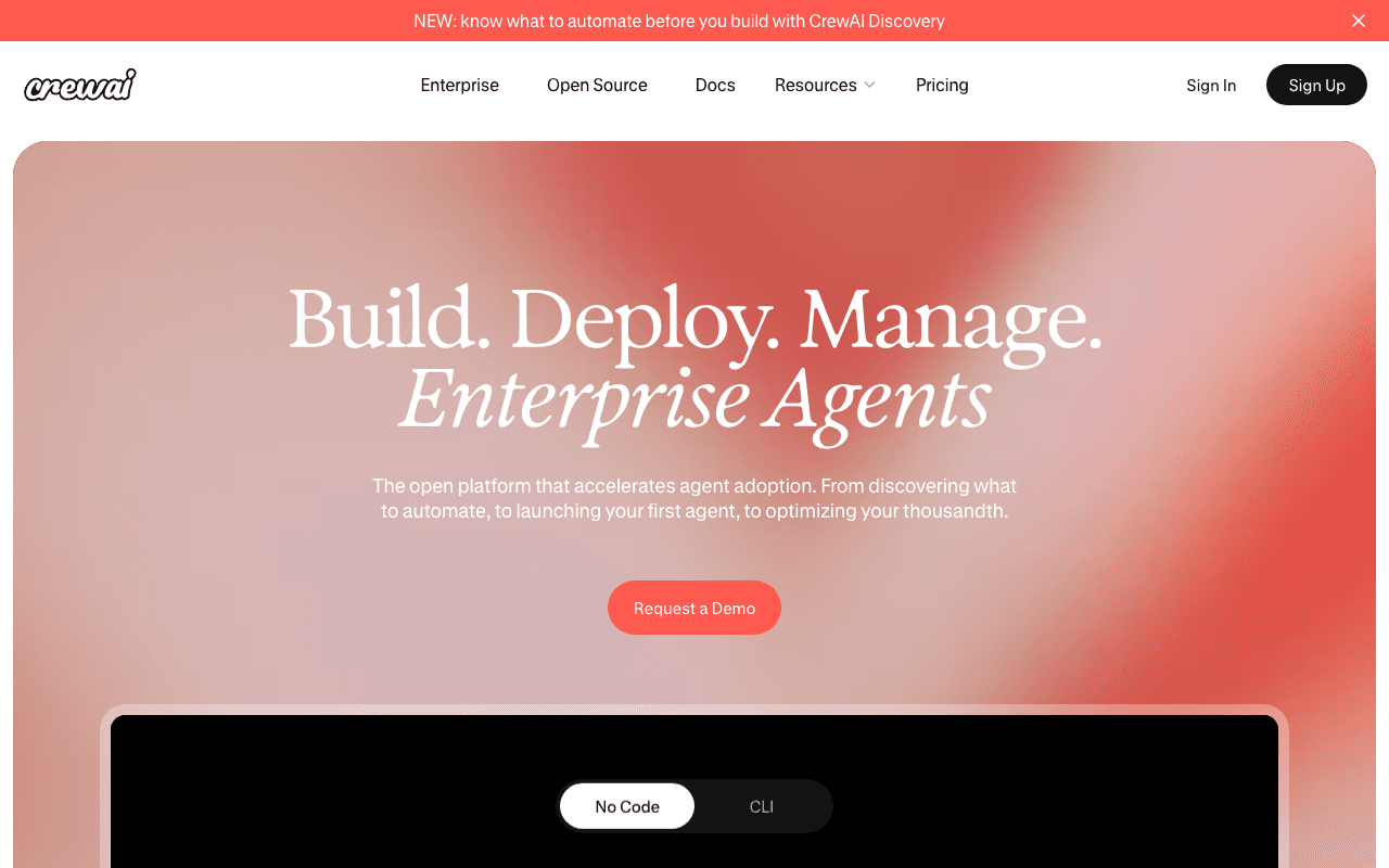 CrewAI homepage