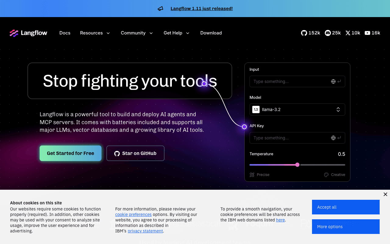 Langflow homepage