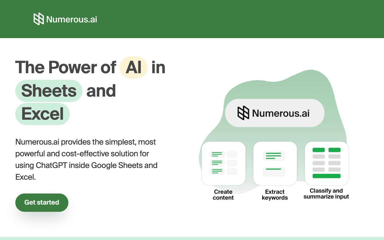 Numerous.ai homepage