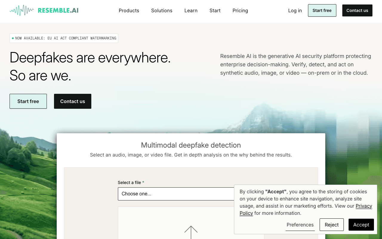 Resemble AI homepage