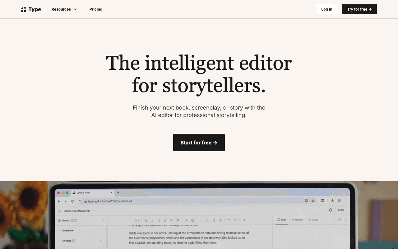 Type homepage