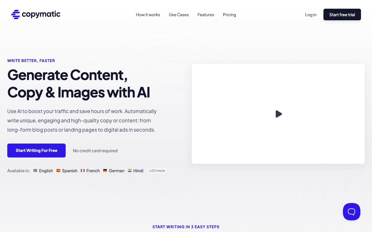 Copymatic homepage