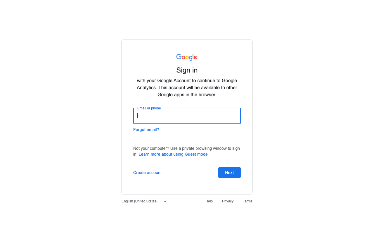 Google Analytics homepage