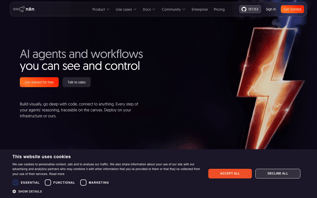 n8n homepage