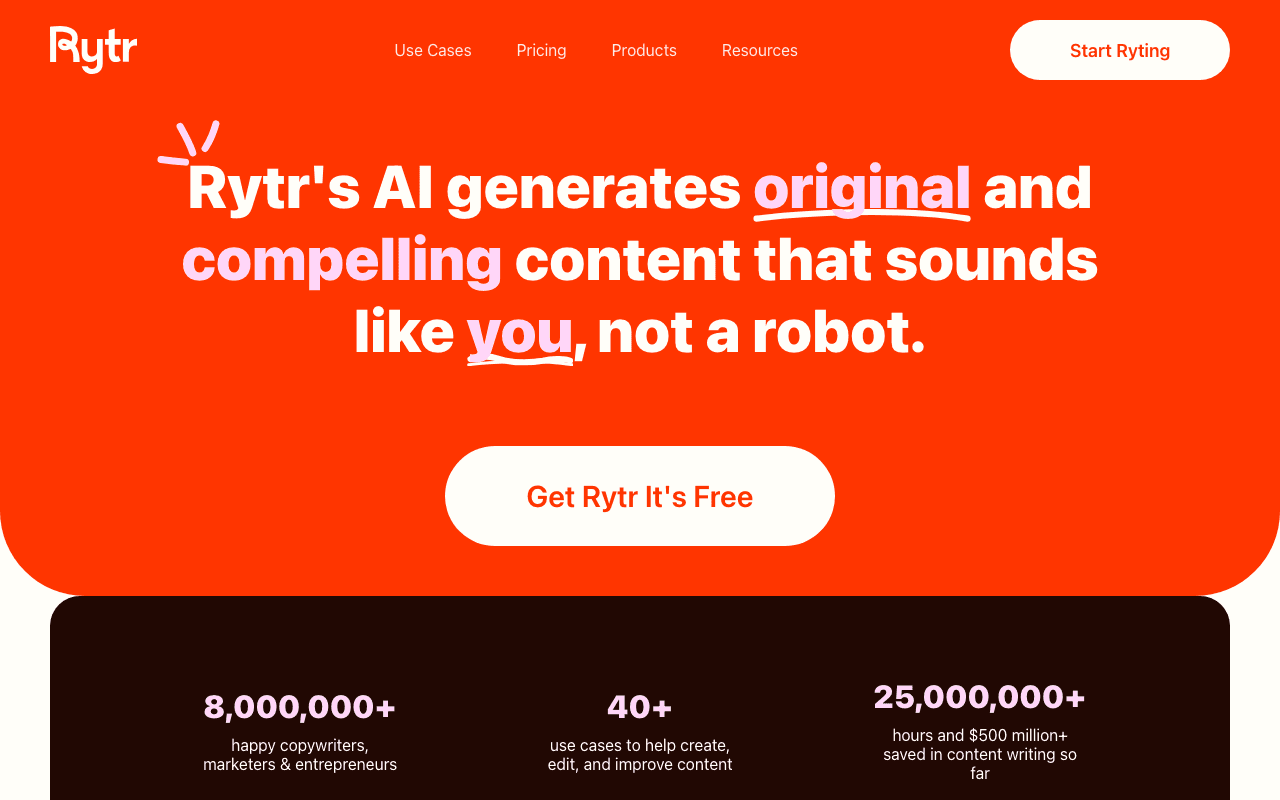 Rytr homepage
